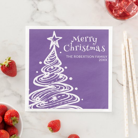 紫色の白いクリスマスツリークリスマスパーティー (インサイチュ)