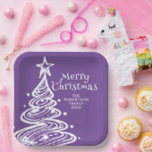 紫色の白いクリスマスツリーパーティー ペーパープレート (パーティー)