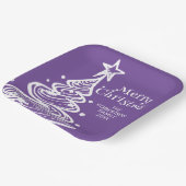 紫色の白いクリスマスツリーパーティー ペーパープレート (傾斜あり)