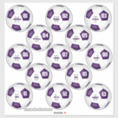紫色の白いサッカーチームが13人の選手をカラーにする シール (シート)