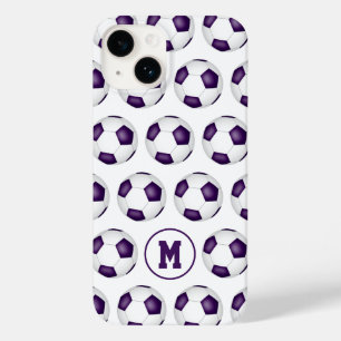 紫色の白いサッカーボールのモノグラムの模様 Case-Mate iPhone 14ケース