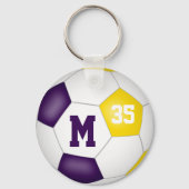 紫色の白いサッカーボールゴールの女の子のチームスピリット キーホルダー (裏面)