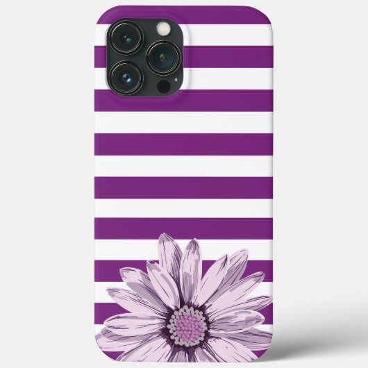 紫色の白いストライプ花iPhoneケース Case-Mate iPhoneケース (裏面)