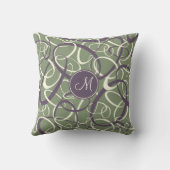 紫色の白いセージのループ幾何学的パターン クッション (裏面)