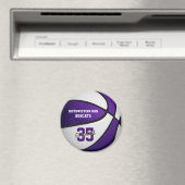 紫色の白いチームカラーズガールズバスバスケットボール マグネット (インサイチュ (食洗機))