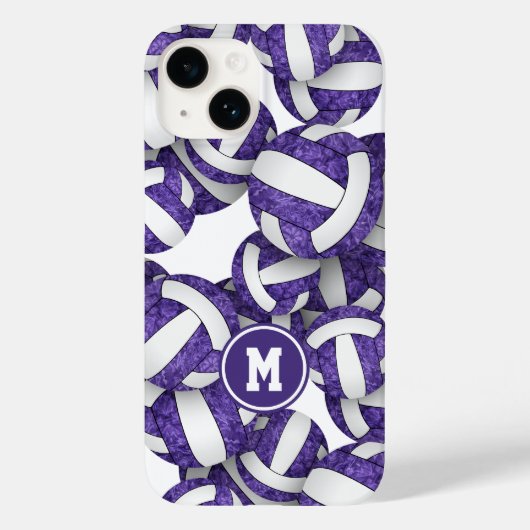 紫色の白いチームカラーバレーボールガーリーボール Case-Mate iPhoneケース (裏面)