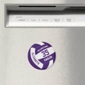 紫色の白いチームカラー女の子の男の子バレーボール マグネット (インサイチュ (食洗機))