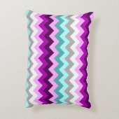 紫色の白いティール（緑がかった色）シボロンアクセント枕 アクセントクッション (裏面(縦))