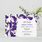 紫色の白いバスケット女の子の男の子の誕生日パーティー 招待状 (スタンド正面)