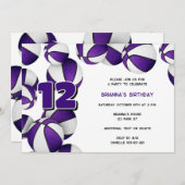 紫色の白いバスケット女の子の男の子の誕生日パーティー 招待状 (正面/裏面)