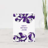 紫色の白いバスケット子供の誕生日 カード (正面)