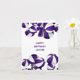 紫色の白いバスケット子供の誕生日 カード