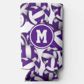 紫色の白いバレーボールのパタモノグラムのーン スリム缶クーラー (裏面)