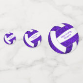 紫色の白いバレーボールの女の子の誕生日パーソナライズされた コンフェッティ (正面)