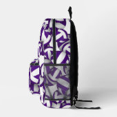 紫色の白いバレーボール模様チームの色 プリントバックパック (右)