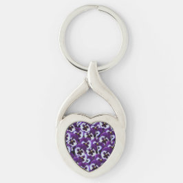 紫色の白いパンジーのクラスタ：調和のとれた恵み キーホルダー