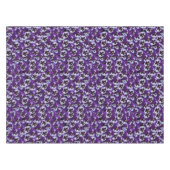 紫色の白いパンジーのクラスタ：調和のとれた恵み テーブルクロス (正面(横))