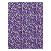 紫色の白いパンジーのクラスタ：調和のとれた恵み テーブルクロス (正面)