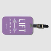 紫色の白いフィットネス引用文リフトあなたのような意味L ラゲッジタグ (正面横)