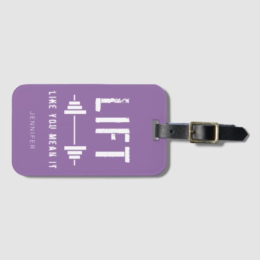 紫色の白いフィットネス引用文リフトあなたのような意味L ラゲッジタグ (正面横)