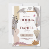 紫色の白いフローラ美学の日付を保存 セーブザデート (正面)