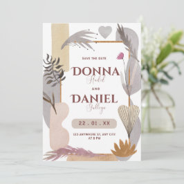 紫色の白いフローラ美学の日付を保存 セーブザデート