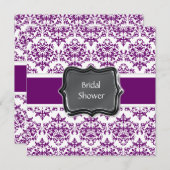 紫色の白いブライダルシャワーは個人化なります 招待状 (正面/裏面)