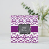 紫色の白いブライダルシャワーは個人化なります 招待状 (スタンド正面)