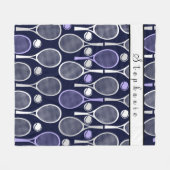 紫色の白いラケットガールテニスかわいいパーソナライズされた フリースブランケット (正面(横))