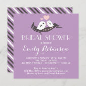 紫色の白いラブバードのブライダルシャワー招待 招待状 (正面/裏面)