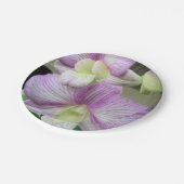 紫色の白いランで紙プレート ペーパープレート (アングル)