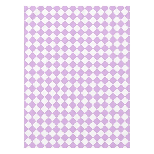 紫色の白い市松模様にダイヤモンド テーブルクロス (正面)