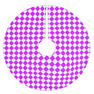 紫色の白い市松模様にダイヤモンド ブラッシュドポリエステルツリースカート