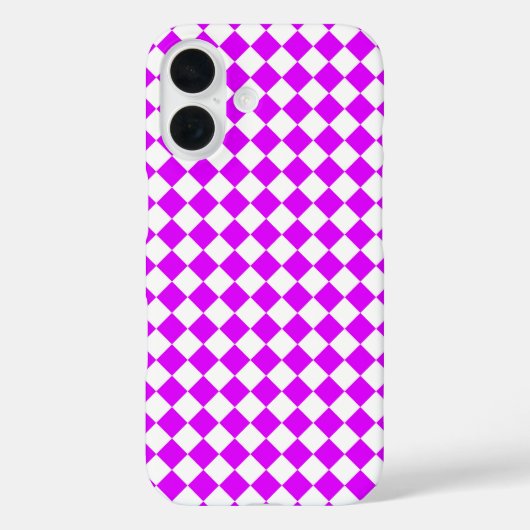 紫色の白い市松模様にダイヤモンド Case-Mate iPhoneケース (裏面)