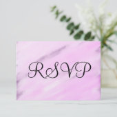 紫色の白い水彩結婚式RSVPカード 出欠カード (スタンド正面)