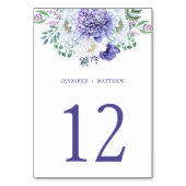 紫色の白い牡丹の緑のテーブル番号 テーブルナンバー (裏面)