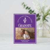 紫色の白い獣医学校の写真卒業 ポストカード (スタンド正面)
