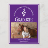 紫色の白い獣医学校の写真卒業 ポストカード (正面)