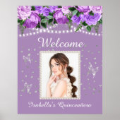 紫色の白い真珠キンセアニラ写真ようこそ名前 ポスター (正面)