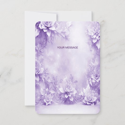 紫色の白い花のサンキューカード サンキューカード (裏面)