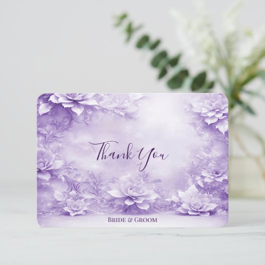 紫色の白い花のサンキューカード サンキューカード (スタンド正面)
