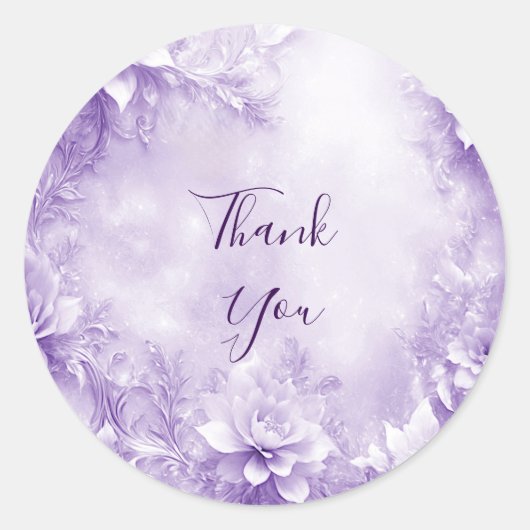 紫色の白い花のシール ラウンドシール (正面)