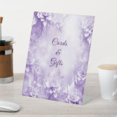 紫色の白い花のテーブルトップシンボルや象徴 台座サイン (インサイチュ)