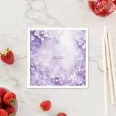紫色の白い花のナプキン スタンダードカクテルナプキン (インサイチュ)