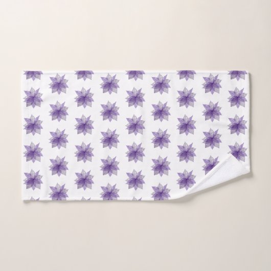 紫色の白い花のパターン（の模様が）あるバスルーム用タオルセット バスタオルセット (ハンドタオル)