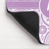 紫色の白い花のペイズリーパターン マウスパッド (コーナー)
