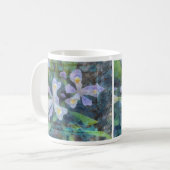 紫色の白い花のマグカップ コーヒーマグカップ (正面左)