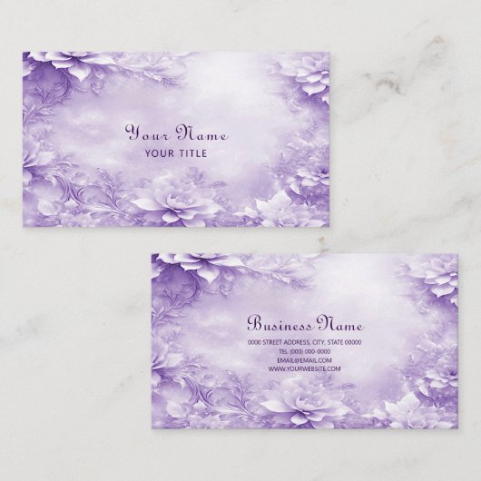 紫色の白い花の名刺 名刺 (正面/裏面)