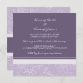 紫色の白い花の婚約パーティの招待状 招待状 (正面/裏面)