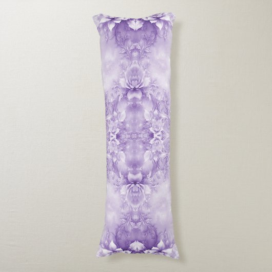 紫色の白い花の抱き枕 ボディピロー (正面縦)